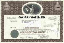 Caesars World Inc. 1976 Paradies Nevada Las Vegas Park Place Harrah's 100 Shares