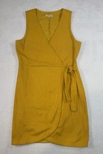 Madewell Yellow Faux Wrap Sleeveless Dress Size Medium Spring Summer Church