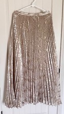 Anthropologie/ Moulinette Soeurs Pleated Maxi Gold Shimmer Skirt 8
