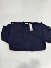 UNIQLO Linen Blend Relaxed Dress Short Sleeve  Navy Striped pattern Medium