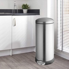 Addis 30 Litre Pedal Bin – Stainless Steel Effect Kitchen Bin With Dome Lid