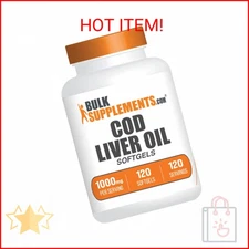 BulkSupplements.com Cod Liver Oil Softgels - Nutritional Supplement, Cod Liver O