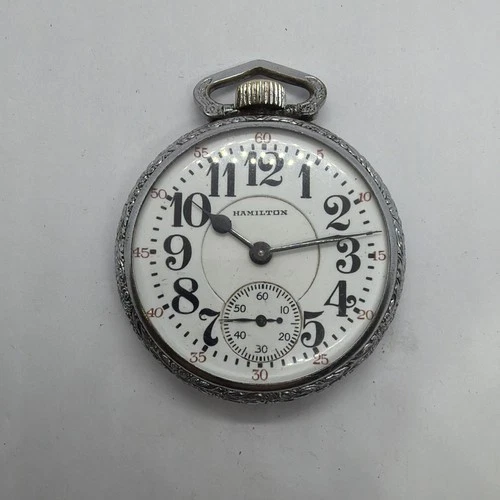 HAMILTON 992 21 JEWEL ADJ 5 POS ANTIQUE 16s MINT DIAL RAILROAD POCKET WATCH RUNS