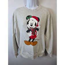 Old Navy Disney Mickey Mouse Christmas Holiday Sweatshirt Gray Womens Medium