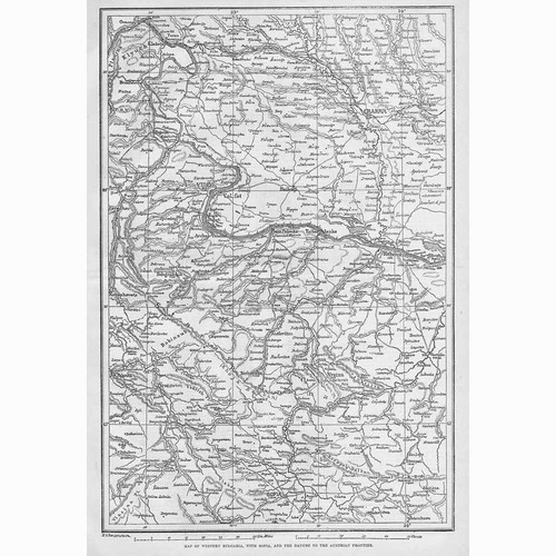 BULGARIA Map of Western Part of the Country - Antique Print 1877