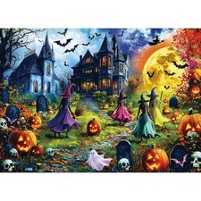 Halloween Puzzles for Adults 1000 Pieces Witches Haunted House 27.5 x19.7In