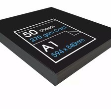 270gsm Recycled Black Card - 50 x A2 Sheets of High Quality Black Paper Card