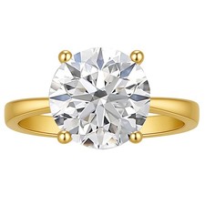 Solitaire 4Ct Round Cut Engagement Ring for Women Sterling Silver 8A CZ Ginge...