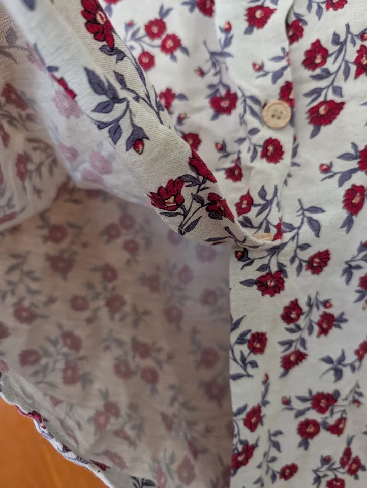 Falda Floral Crazy Horse Para Mujer 14 Azul Gasa Volantes Frontal Abertura Hada Lino Foto 4 de 4