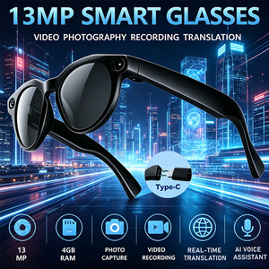 13MP Smart Glasses AI Voice Assistant Photo Video Translation Object Recognition