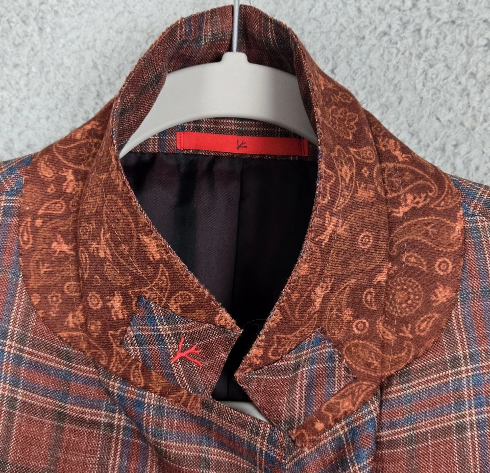 Blazer Isaia Base Sanita "Dandy Attitude" Tela Reciente Talla 46L Rojo Ladrillo Cuadros Foto 3 de 4