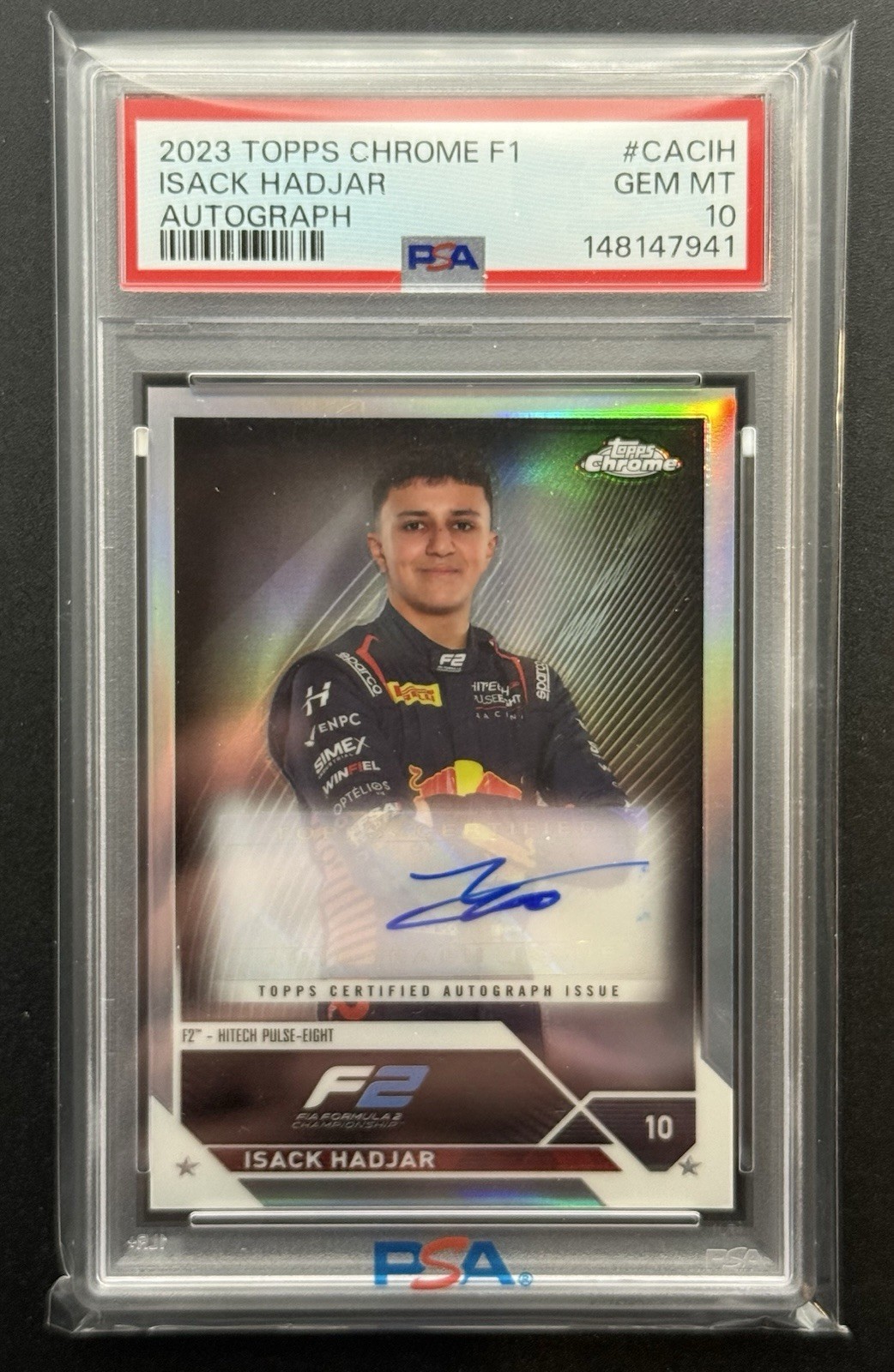 2023 Topps Chrome F1 Auto Rookie Isack Hadjar PSA 10 #CAC-IH