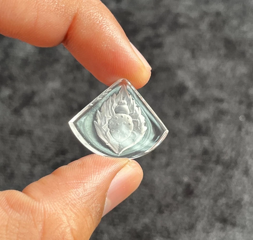 Grabado de insectos tallado a mano de cristal de roca natural para la fabricación de joyas Foto 2 de 4