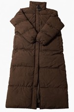 Brave Soul Longline Maxi Puffer Coat In Chocolate Brown Size 14 New With Tags