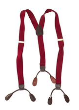 VINTAGE DARK RED ELASTIC SUSPENDERS BRACES BROWN BUTTON LEATHER FITTINGS