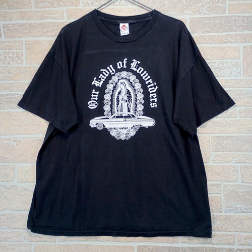 Vintage Our Lady of Lowriders T-Shirt Men's 2XL Black Virgin Mary Lowrider Car