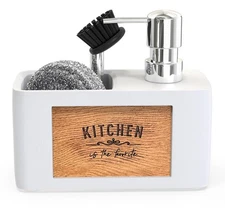 CHILL HOUSE Kitchen Sink Dish Soap Dispenser & Brush Organizer Set