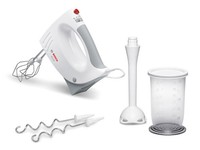 Bosch Handmixer MFQ3540 450W Weiß/Grau 5 Stufen Edelstahl Mixfuß Set