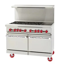 American Range 48" Commercial (6) Burner Gas Range w/ 12" Griddle & 2 Ovens