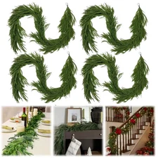 6 Ft Artificial Norfolk Pine Garlands, Real Touch Winter Pine Garland for Decor