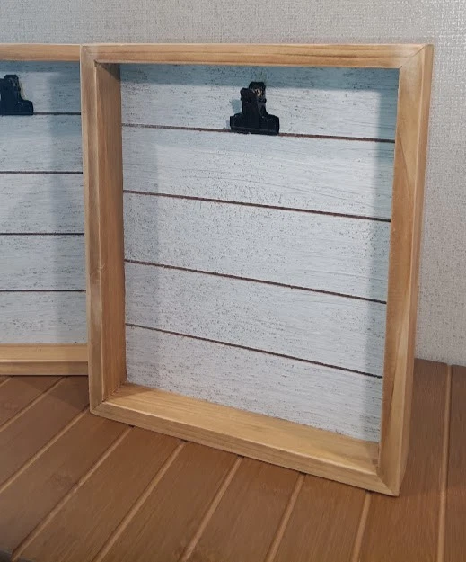 2-Wood Box Plank Clip Photo Frame Menu Display Holder Rustic Farmhouse Freestand - Image 2 of 4