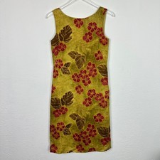 Vintage Tommy Bahama Silk Floral Shift Dress Green Tropical Sleeveless Size 4