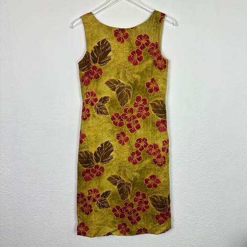 Tommy Bahama, Vintage Tommy Bahama Silk Floral Shift Dress Green Tropical Sleeveless Size 4