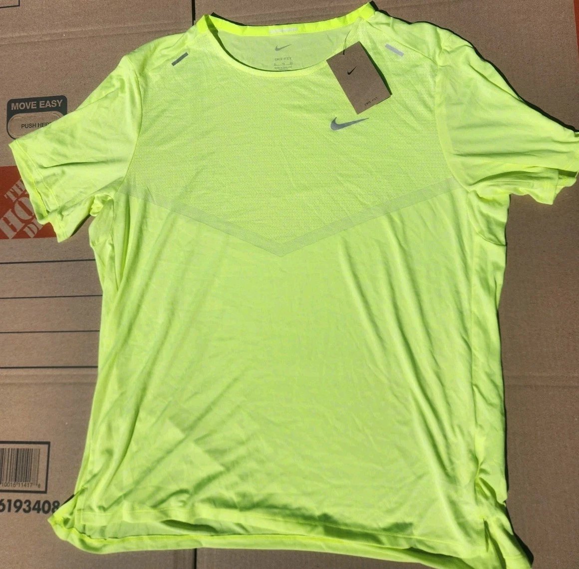 Nike Rise 365 Dri-FIT SS Running Shirt Yellow Reflective CZ9184-703 Men's Size L
