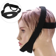 New Woman Man Black Chin Jaw Sleeping Support Strap Stop Snoring Belt(With Hem)