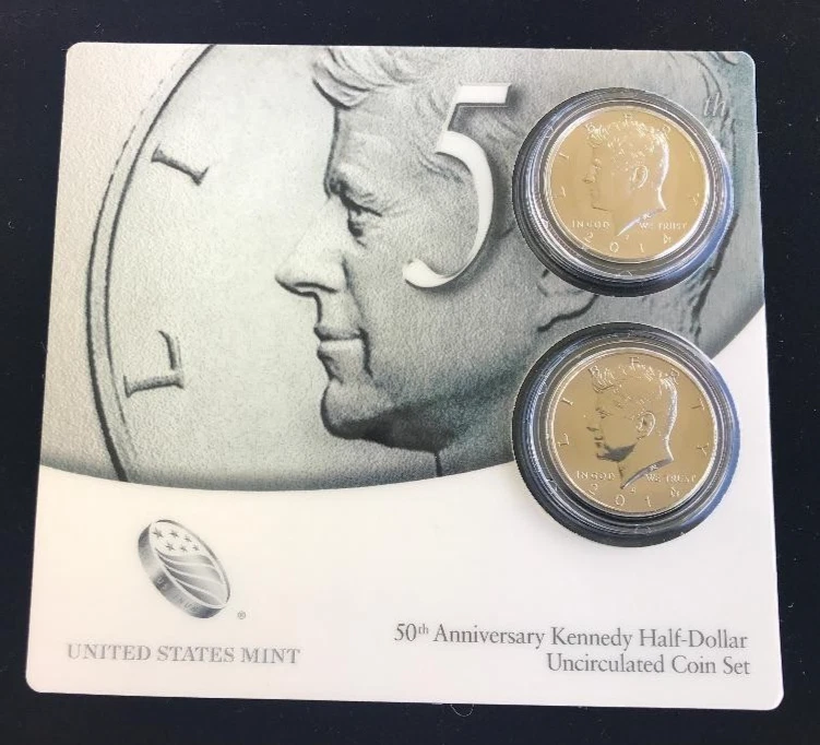 2014 KENNEDY HALF-DOLLARS ~UNC. P & D ~50TH ANNIVERSARY SET ~U.S. MINT PACKAGING - Image 4 of 4