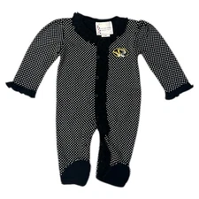 Missouri Tigers Polka Dot Ruffle Infant Bodysuit-Footed Sleeper  (12 Months)