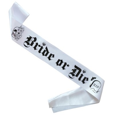 Bride Or Die Sash Gothic Bachelorette Party Supplies Spooky Halloween Wedding