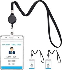 3 Pack Lanyard with ID Holder Sets - Flat Black,3