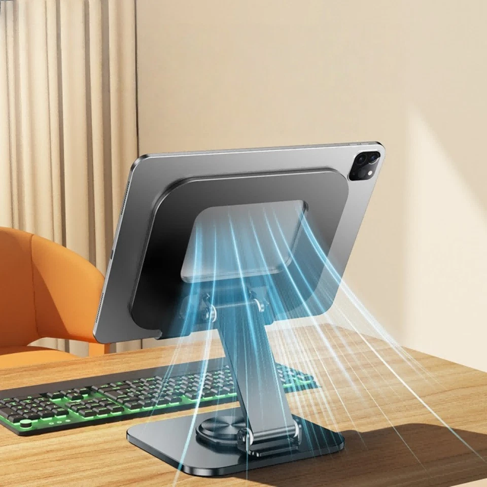 360° Rotating Foldable Aluminum Tablet Stand Desk Holder For Tabs iPhone 4-15.9" - Image 3 of 4