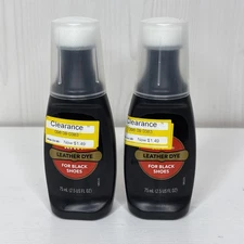 Kiwi Leather Dye /Lot Of 2/ for Black Shoes Sponge Applicator 2.5 oz Bottles