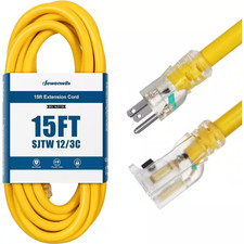 15 Ft. 12/3 Gauge SJTW Indoor/Outdoor Extensi...