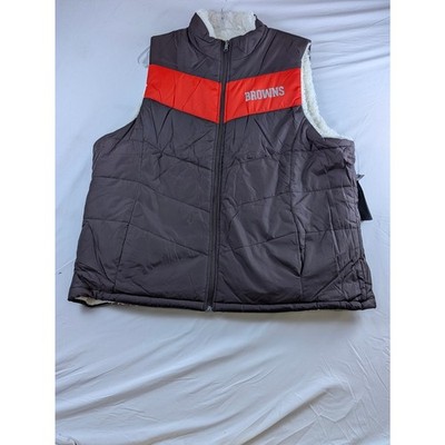 NFL Team Cleveland Browns Womens XXL Faux Fur Full Zip Reversible Vest NWT