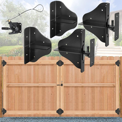 Fence Gate Kit Gate Hardware with Gate Latch for Single and Double Doors - Updat