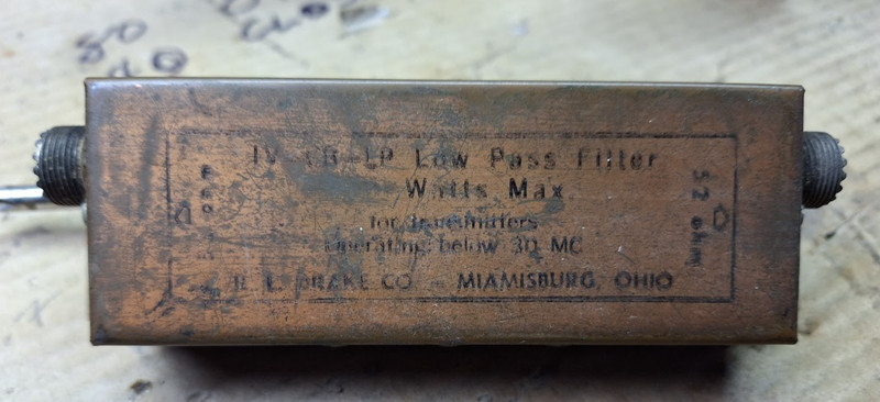 R.L. DRAKE TV-CB-LP LOW PASS FILTER Below 30 MHZ 100 WATTS (untested)