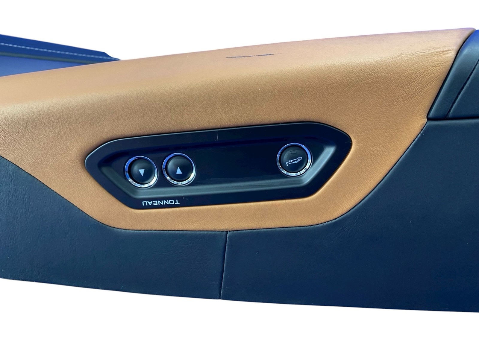 2018-2023 MCLAREN 720S FRONT LEFT INTERIOR DOOR TRIM PANEL BLACK & BEIGE LEATHER