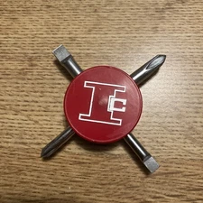 Vintage 1980's Red 4 way Handy Pocket Tool, 2 sizes Standard, 2 sizes Phillips