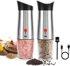 USB Rechargeable Electric Salt and Pepper Grinder Set Adjustable Coarseness