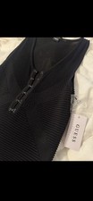 GUESS Black Sleeveless V-Neck Bodycon Midi Dress Hook & Eye Stretch Knit S
