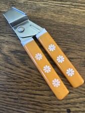 Vintage 1970's Travco Flower Print Press Orange Kitchen Bar Liquor Utensils