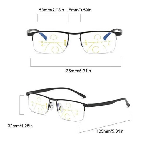Smart Zoom Reading Glasses Distance&near Progressive Multi-focus Anti Blue Light - Picture 10 of 19