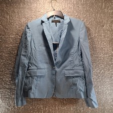 Rag Bone Women's Lucy One Button Linen Blend Blazer Jacket Blue 6 READ