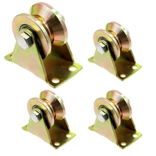 4Pcs 2 Inch V Groove Wheels with Bracket, 1045 Steel Wheel Pulley V Sha