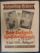 Programm-Zeitung Boxkampf Max Schmeling vs. Heuser 1939 m. Original-Unterschrift