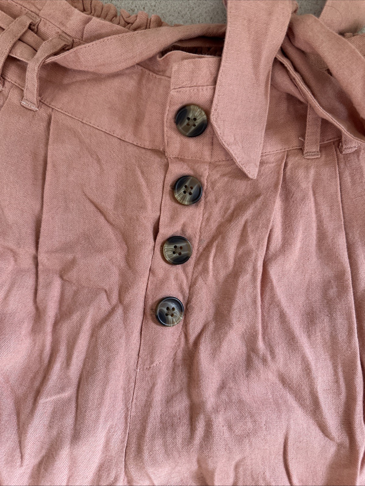 American Eagle Peach Solid Belted Pull On Pants B… - image 4