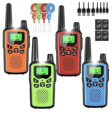 Walkie Talkie Kinder 4er Set, Walky Talky mit 1200mAh Aufladbar Akku, Große R...